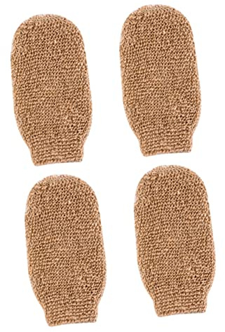 WRITWAA 4pcs Yellow Jute Bath Exfoliating Gloves Body Scrub Shower Mitts Dead Skin Remover Spa Gloves for Comfortable Bathing