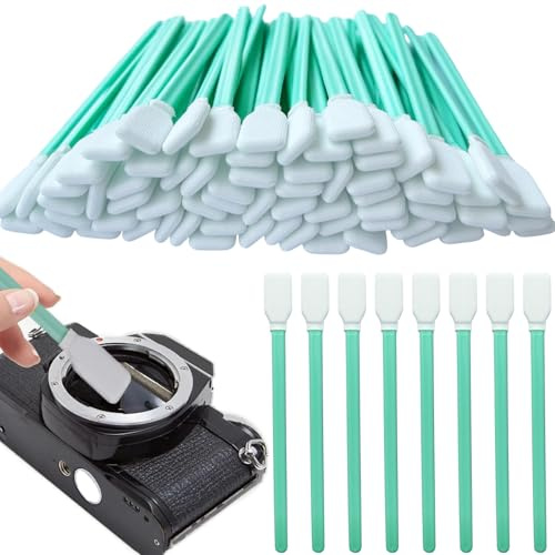 100 unidades de varillas de limpieza, sin pelusas, bastoncillos de limpieza, bastoncillos de algodón, cabeza grande, sin Lint-Free Long Cleaning Sticks para cámara de inyección de tinta, limpieza de