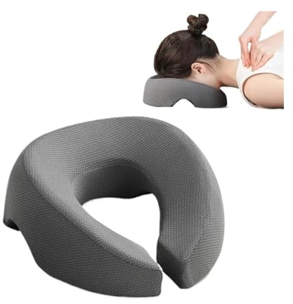 Massagekissen Kopf Loch Ergonomisches Liegekissen aus Memory-Schaum, atmungsaktiv, Kopfstütze, Stützkissen, Massage-Gesichtskissen for den Schönheitssalon(Grey2)