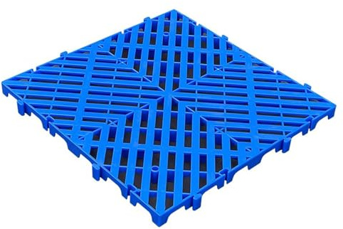 Interlocking Plastic Garage Floor Tiles - Easy Drainage Virgin Polypropylene - Indoor/Outdoor Use - Waterproof Easy to Install - Ideal for Basement & Parking (Blue)