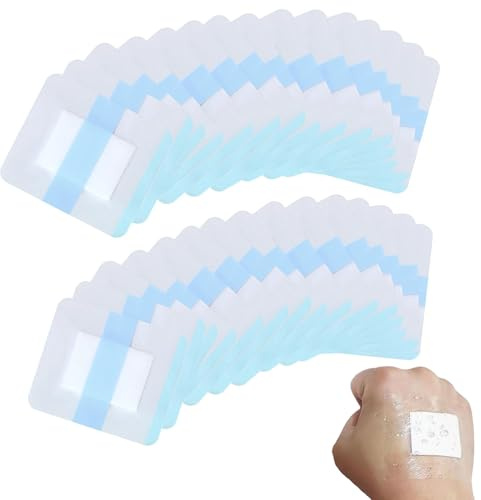 Waterproof Adhesive Wound Dressings for Wounds 6cm x 7cm Sterile Dressing Transparent Bandage Absorbent for Cuts Grazes ulcers Individually Wrapped Sores Hypoallergenic (Blue 30)