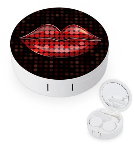 fkgvwo Contact Lens Case Red Lips Contact Lens Holder Box Container Soak Storage Kit