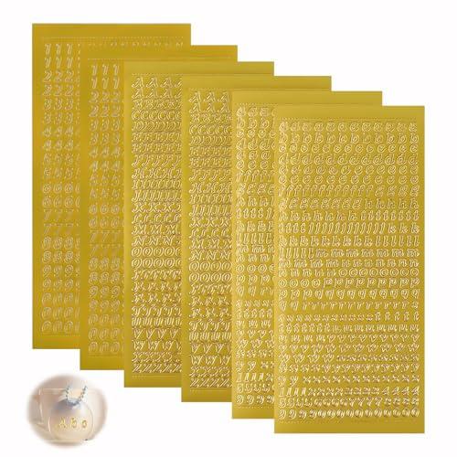 6 Buchstaben Zahlen Aufkleber Gold, Buchstabenset Kunststoff Taufe