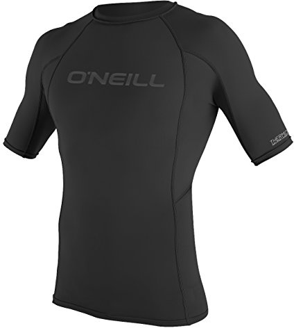 O'Neill Men's Thermo-X Short Sleeve Crew-Neck Rashguard, UPF 50+ Sun Protection with 4-Way Stretch Thermal Fleece Fabric, Black, XL