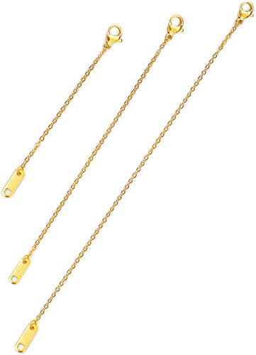 Altitude Boutique 18k Gold Plated Necklace Extenders | Delicate Necklace Extender Chain Set for Women | 3 Piece Hypoallergenic Extender Set, Extensions 5cm, 10cm, 15cm (Gold)