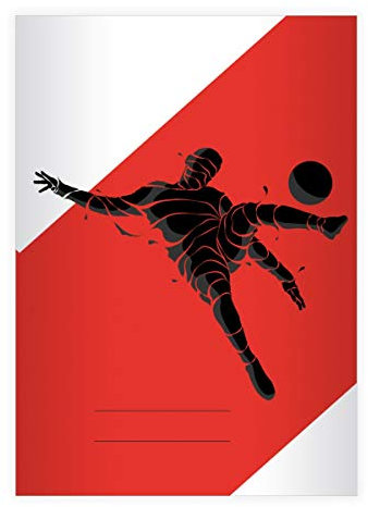Kartenkaufrausch 8 Stylische Fußball DIN A4 Schulhefte, Schreibhefte mit Soccer Fußballspieler, rot Lineatur 25 (liniertes Heft 16 Blatt/32 Seiten) Notizheft, Kladde für Schule, Universität, Büro