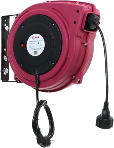 ELMAG Kabelaufroller EUROREEL ELECTRIC 20/230 | 20 m | 3x1,5 mm² | 230 V | Überlastschutz | Schwenkbar | Kabeltrommel