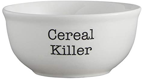 47th & Main White Ceramic Bowl, Medium, Cereal Killer