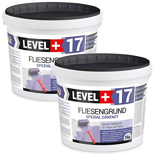 LEVEL PLUS 14 kg Tile on Tile Special Adhesive Primer, Quartz Primer, Contact Blue, Indoor/Outdoor, Fast-Drying, 56 m² Coverage, 6-24 Hrs Drying Time