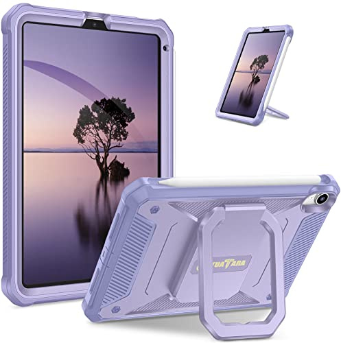 Fintie Fodral kompatibelt med iPad Mini 7 (A17 Pro) 2024/iPad Mini 6 2021, [Tuatara Magic Ring] 360 graders roterande stötsäkert robust skydd med skärmskydd, lila