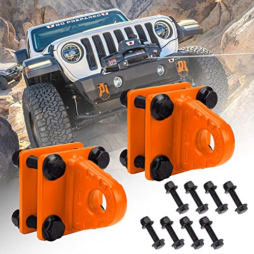 AMBULL 2 Pack D-Ring Shackles Mount with Backer Plate, 5 TON Bolt On Clevis Mount Bumper Shackle Bracket Orange