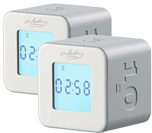 infactory Cube Timer: 2er-Set digitale Timer-Würfel mit 4 Zeiten, 6 x 6 x 5,5 cm (Würfeltimer, Eggtimer, Tischuhren)