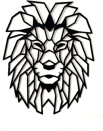 Pet-Jos GROSS Löwe 70 cm Wanddeko Wanddekoration Lion Wooden Wall Decoration Wall Art Geometrische Ornamente Minimalistische Wandkunst Hängende Dekoration für Wohnzimmer Schlafzimmer Küche Flur Büro