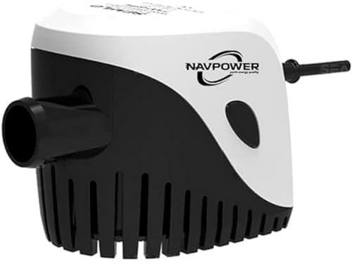 Navpower automatisk nedsänkbar luftpump med flottör ingår - 12 v 750 gph (47,3 liter/minut) avtagbar och lätt att rengöra - Flottebåt husbil trädgård segel