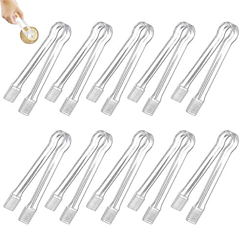acdokuk Lot de 10 mini pinces de service en plastique en forme de U de 16 cm, pinces à sucre glacé, pinces de cuisine transparentes pour famille, restaurant, bar, hôtel, mariage, fête d'anniversaire