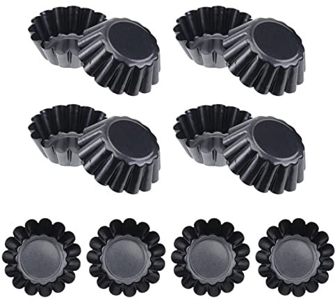 Gatuida Mini Fluted Tart Tins Carbon Steel Tart Pans Non-Stick Surface Moulds for Baking