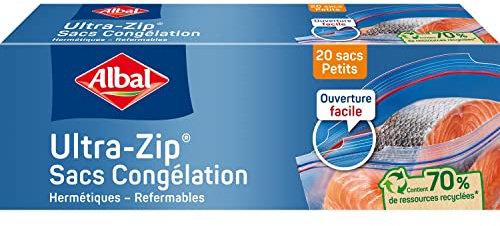 Albal 20 fryspåsar med ultradragkedja - liten modell 1 L - dragkedja - tålig - innehåller återvunna resurser