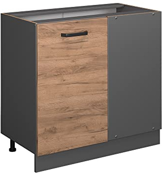 Vicco Eckunterschrank R-Line, Goldkraft Eiche, 86 cm | Verbindet zwei Küchenseiten · Ohne Arbeitsplatte · Höhenverstellbare Füße · 1 Tür · Großer Innenraum ✓