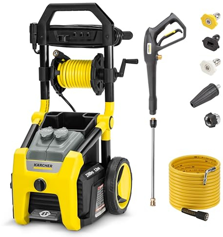 Kärcher Pressure Washer K2300PS, Max 2875 PSI, 4 Spray Nozzles, Detergent Tank, Hose Reel, For Cars, Driveways, Siding, Patios, 2.07 max. GPM | 4 Spray Nozzles, Detergent Tank, Hose Reel, for Cars, Driveways, Siding, Patios, 1.2 GPM