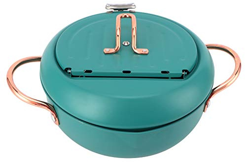 Cuomaop Friteuse en Acier Inoxydable 304 avec Contrôle de la Température et Couvercle Marmite à Frire de Style Japonais avec Thermomètre Poêle à Frire Japonaise en Acier Inoxydable pour Cuisinière à I