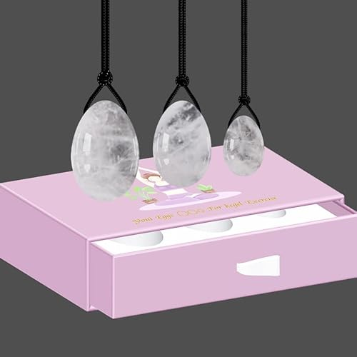 Huevos de piedra natural Yoni Huevos de jade perforado Set con caja Mujeres Kegel Ejercicio,Huevos de cristal de roca