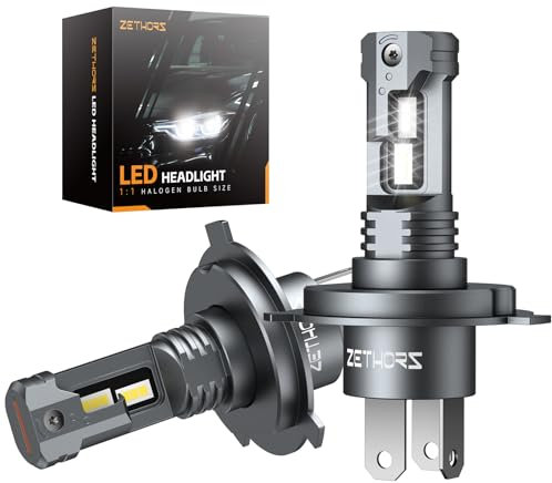 Zethors Bombillas H4 LED Canbus Kits de Bombilla H4 Universales Lámparas LED H4 Faro Coche para Luz Carretera y Cruce, 50W 16000LM 6000K Luces Blanca Xenón, Plug & Play, IP68 Impermeable, 2 Unidades