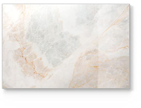DEQORI Schneidebrett aus Glas | groß 30x20 cm | Motiv Marmorsteinstruktur | Design Schneideplatte für Küche | Frühstücksbrett antibakteriell & rutschfest | Glasplatte & Servierplatte