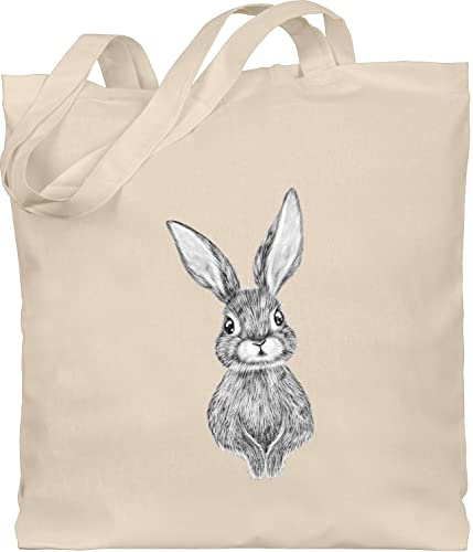 Shirtracer Baumwolltasche - Taschen - Hase Kaninchen I Häschen - Unisize - Naturweiß - oster shoppingtasche ostern tasche osterhasen ostern￼ beutel hasentasche osterhase frühling leinentasche