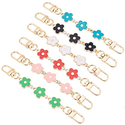 PH PandaHall Taschengurt-Verlängerung 14,8 cm mit Drehverschlüssen, 6pcs | Geldbörsenverlängerung Kette Dekorative Ketten Emaille-Blumenkette Kurze Handtaschen-Kettenriemen Ersatz Für Geldbörse