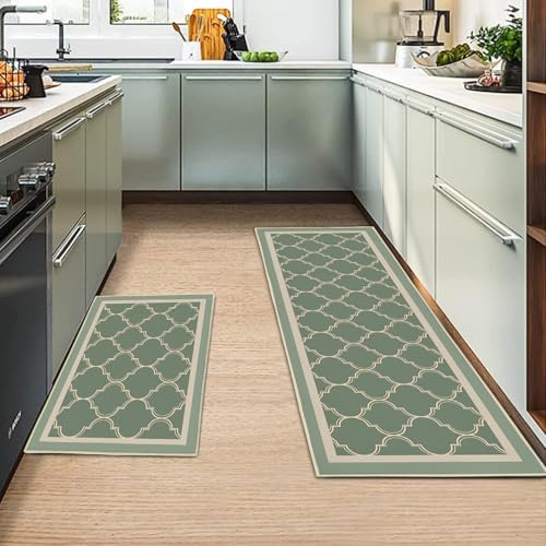 MIQEBX Tappeto Cucina - Antimacchia - Lavabile in Lavatrice - Tappetino cucina antiscivolo per soggiorno camera da letto corridoio Entrata bagno (BB3, 43x150cm+43x75cm)