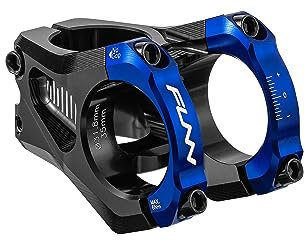 Funn Equalizer Bike Stem with Zero Rise- Length 35mm stem with 31.8mm Bar Clamp, 0 Degree Alloy Bike Stem for Mountain Bike and BMX Bike (Blue)
