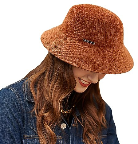 SJTJSPX Chapeau Bob en Laine Tricotée Chapeau de Pêcheur Automne Hiver Chapeau de Bassin Casquette Hat Femmes Filles Chapeau de Melon Vintage Chapeau de Seau Chapeau Cloche Voyage Chapeau de Seau