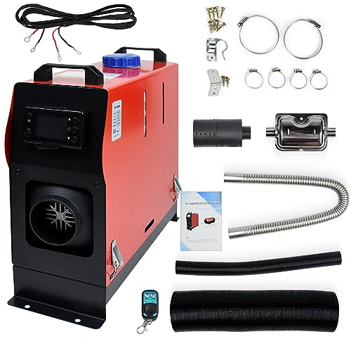 NAIZY Dieselheizung 12V 8KW Diesel Standheizung Lufterhitzer Air Diesel Heizung mit LCD-Bildschirm & Fernbedienung & Griffschalter für Auto LKW Wohnmobil Bus (Typ B, Schwarz+Rot)