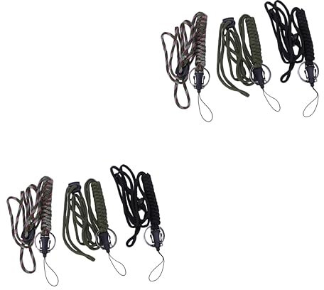 Operitacx 12stücke Multifunktionales Teiliges Lanyard Mit Wasserdichtem Schlüsselanhänger Und Verstellbarem Handgelenkriemen Für Outdoor-aktivitäten Schwarz Militärgrün Camouflage