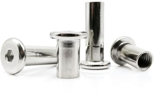 M3 M4 M5 M6 M8 M10 5–120 mm lang, flacher Innensechskantkopf aus Edelstahl 304, Möbelnieteneinsatz, Gelenkhülse, Verbindungsmutter, lang, 10 mm, M4, 5 Stück