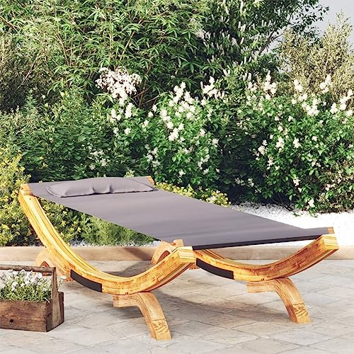 FENLAX Loungebett Bugholz Massiv Anthrazit 100x188,5x44 cm Gartenbett Outdoor Balkon Bett Outdoor Lounge Möbel Loungebett Outdoor Sonnenliege Poolliege Outdoor Gartenmöbel Liege