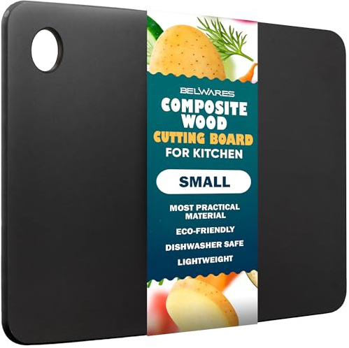 Wooden Cutting Board for Kitchen - Small Composite Wood Cutting Boards Dishwasher - Thin, BPA Free & Eco-Friendly Chopping Board (11.5 x 9 Inch, Slate Black)