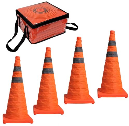 TRUTZHOLM 4X Warnkegel faltbar 70 cm Leitkegel Pylonkegel Warnkegel Verkehrskegel Pop up reflektierender Sicherheitskegel orange