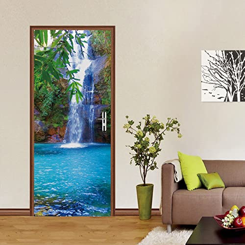 Tür bekleben mit Türtapete Selbstklebend Wasserfälle Tür verschönern mit Türfolie Türaufkleber Türbilder Türposter Türklebefolie B77 x H200cm