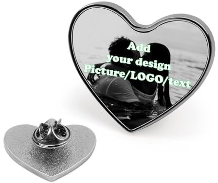 Personalisierte Fotoknöpfe, Anstecknadel Als Hochzeitsgeschenk – Personalisierte, Individuelle Herz-Anstecknadeln mit Eigenem Foto, Logo und Namen für Hemd, Kleidung/Tasche/Hut, Pin-Dekor, Persona