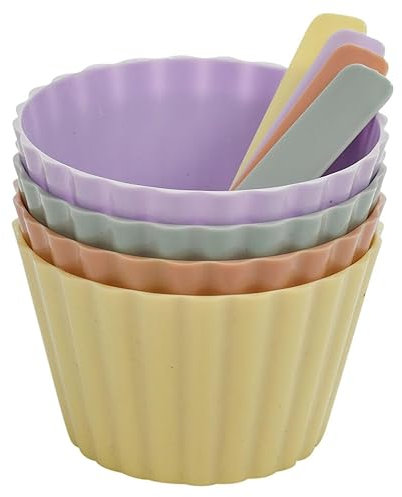 URBNLIVING Colourful Ice Cream Set - Includes Bowls & Matching Spoons for Desserts & Snacks - Perfect for Parties & Summer Gatherings, 1 Set (8 Pcs)