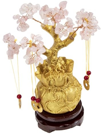 TOPBATHY Kristall-glücksbaum Feng Shui Dekoration Tischdeko Mit Edelstein Geldbaum Ornament Für Zuhause Büro Pastell Farbton Dänischen Stil Wohlstandsanhänger