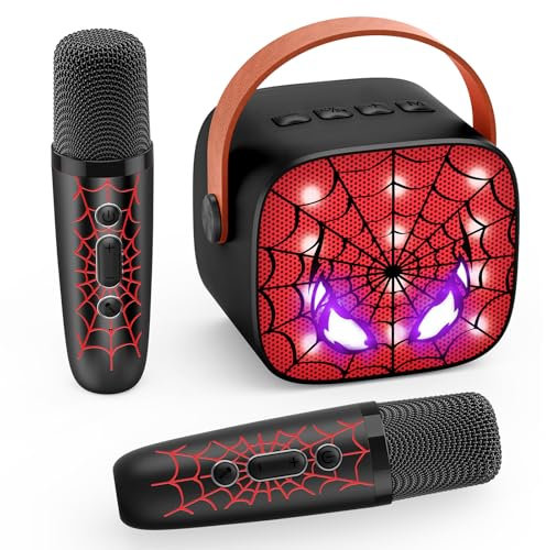 Braxel Karaoke per Bambini con 2 Microfono Bambini Bluetooth, Regalo Bambino 3-12 Anni Microfono Wireless Karaoke Spider Giocattolo Regali di Pasqua Giochi Bambini 3-12 Anni Canta Tu Microfoni