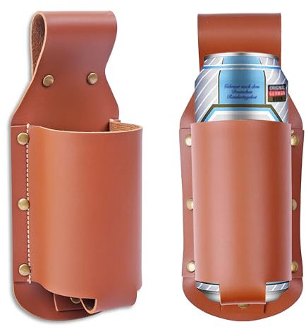 Czzmy Portabottiglie in pelle per cintura, porta bottiglie di birra, regalo per uomini, festa del papà, Natale, bevitori di birra/amanti, accessori per la birra per il viaggio, 1-marrone, 1 pezzo