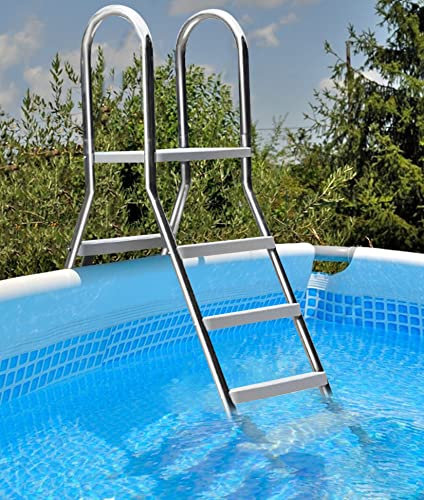 Errzom Above Ground Swimming Pool Ladder Load 250kg, Outdoor 4 Steps Double-sided Anti Slip Pools Step Ladder, Heavy Duty Above Ground Pool Ladder Thicken 304 Stainless Steel Pool Stairs