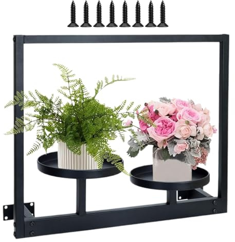 Huayeex Supporto per piante da parete, mensola per piante in metallo, decorazione per la casa, per serra, cortile, appartamento, patio, giardino, interno, soggiorno, ingresso, camera da letto