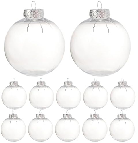SOLUSTRE 14 pezzi Palline Natalizie Trasparenti Vuote per Decorazioni Sfere DIY Pet Addobbi Natalizi per Feste e Appendere