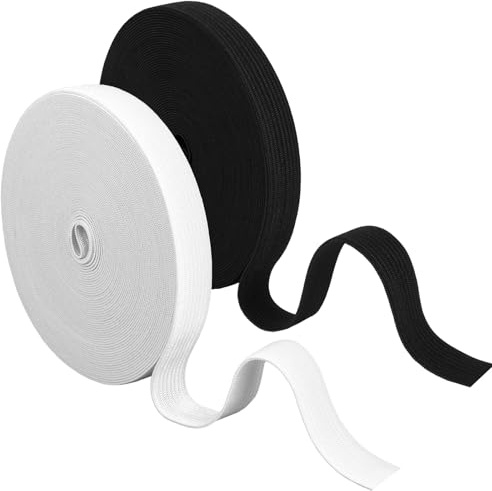 GENZYRE 2 gomas elásticas para coser en blanco y negro, goma elástica para pantalones, banda elástica ancha para coser, trabillas para cinturón para coser, cinta de goma para el hogar, manualidades