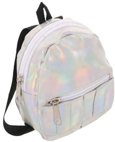 TOYANDONA Sac À Dos Enfant Holographique Irisé Motif Poupée Multifonctionnel pour Livres Et Jouets 12X9.5X5Cm Léger Et Confortable pour École Et Sorties