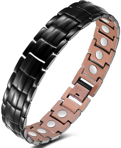 Jeracol Kupferarmband für Herren, massives Kupferarmband mit starken Magneten, verstellbares Armband mit Werkzeug zum Entfernen und Schmuck-Geschenkbox